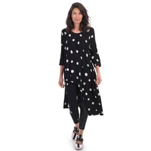 Alembika Black White Polka Dot Asymmetrical High Low Dress Size 4 Lagenlook